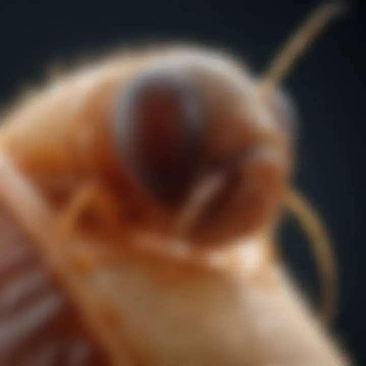 Metamorphosis of Flea Pupa Detailed illustration showing the pupa stage of fleas undergoing transformation