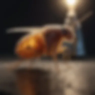 Illustration showing fleas attracted to trap bulb light