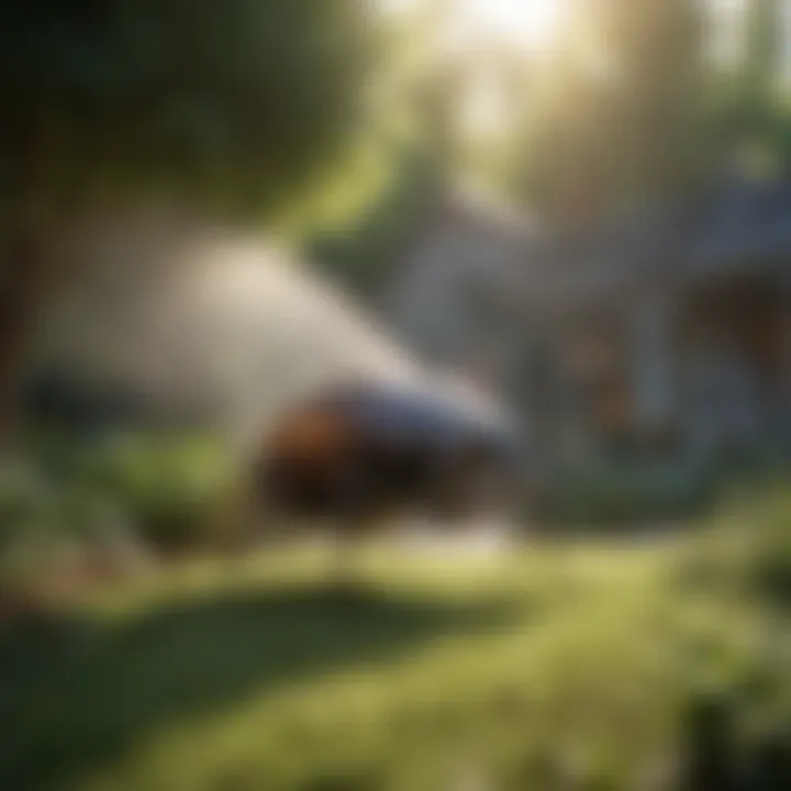 Fogger application in outdoor garden against pests