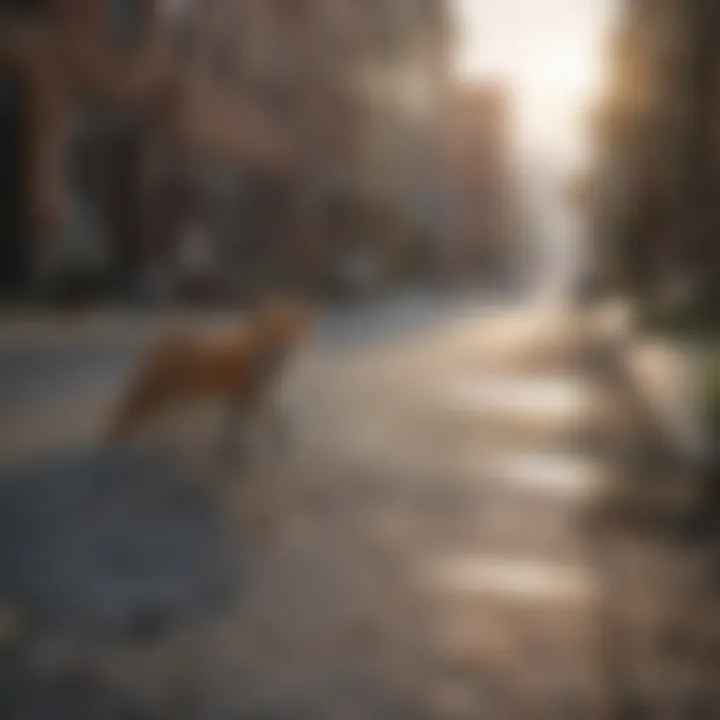 Fox roaming in city outskirts
