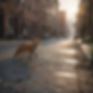 City Boundary: Fox Amidst Urban Landscape Fox roaming in city outskirts