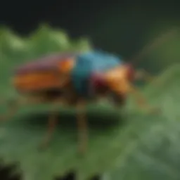 Close-up of a colorful insect on a leaf