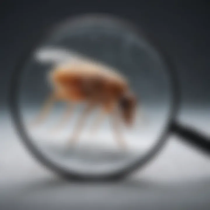 Snow flea infestation under magnifying glass