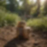 Gopher trap in a garden setting