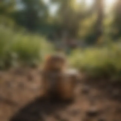 Gopher trap in a garden setting