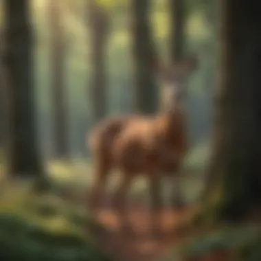Elegant Doe Amidst Serene Woodlands Graceful Doe in Forest Setting