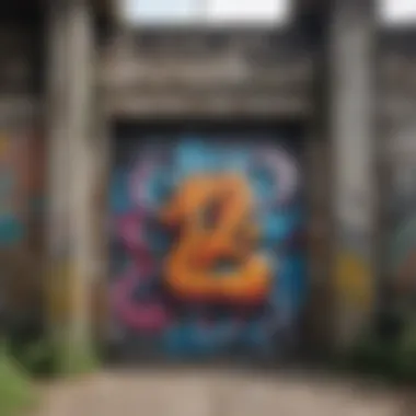 Vibrant Urban Expression Graffiti art adorning the walls of an abandoned industrial complex