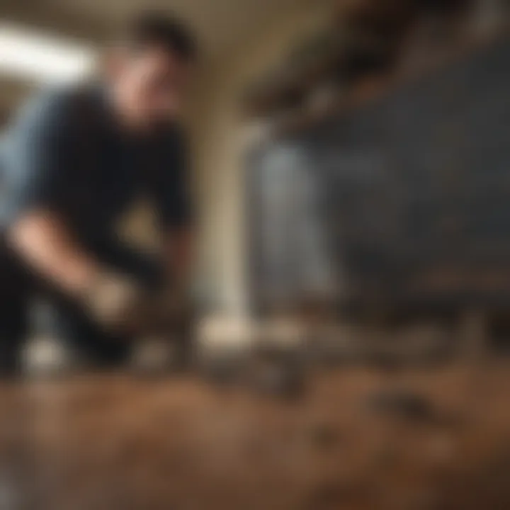 Professional pest control technician inspecting infestation