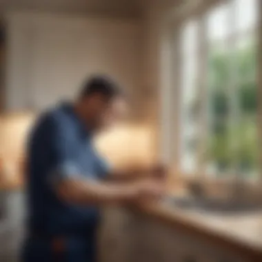 Pest Inspection Process Illustration of a person inspecting a home for pest infestations