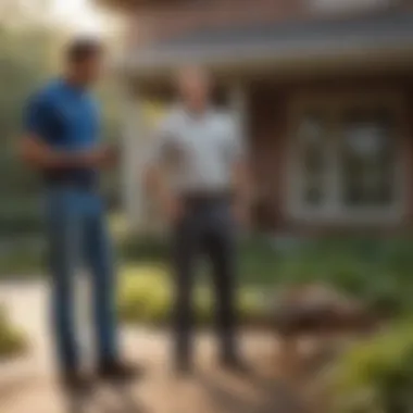 Consultation Between Homeowner and Pest Control Expert Homeowner discussing pest problem with exterminator