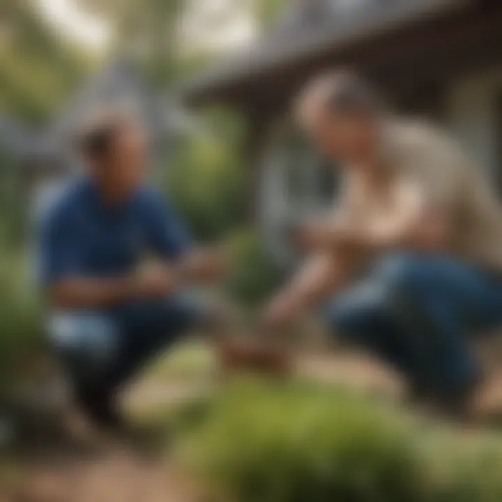 Homeowner discussing pest treatment plan with exterminator in Howell, MI