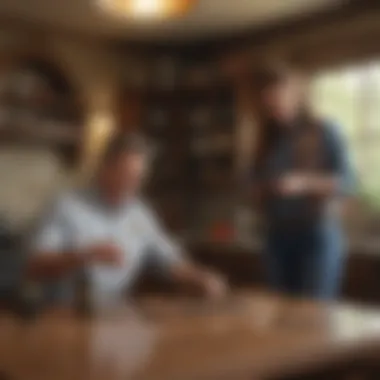 Homeowner discussing pest treatment options with Bowie, TX exterminator