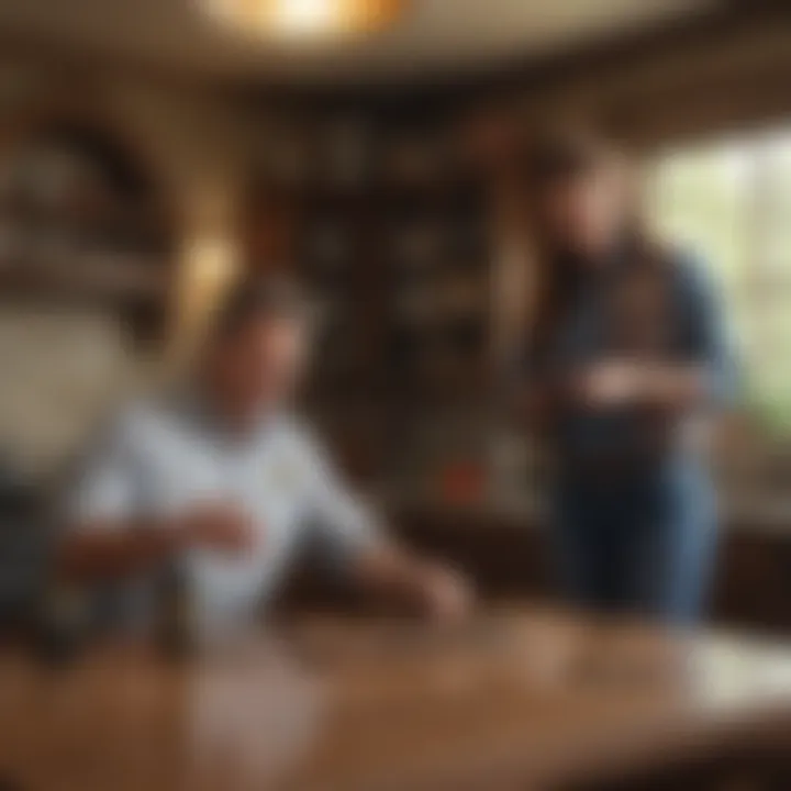 Homeowner discussing pest treatment options with Bowie, TX exterminator