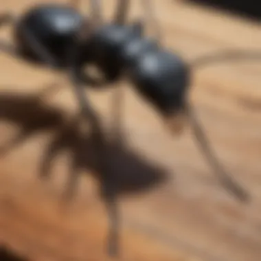 Close-up of carpenter ant on wood