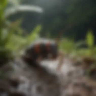 Earwig hiding in damp environment