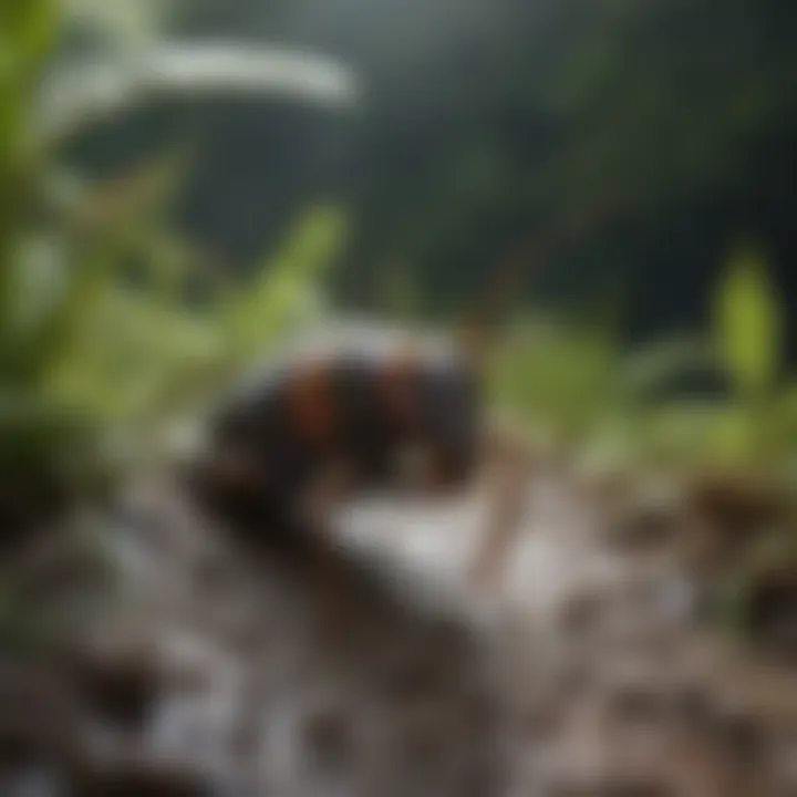 Earwig hiding in damp environment