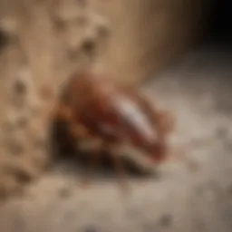 Close-up of bed bug hiding in a crack
