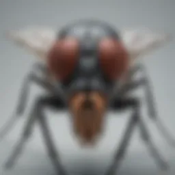 Illustration depicting the anatomy of a housefly