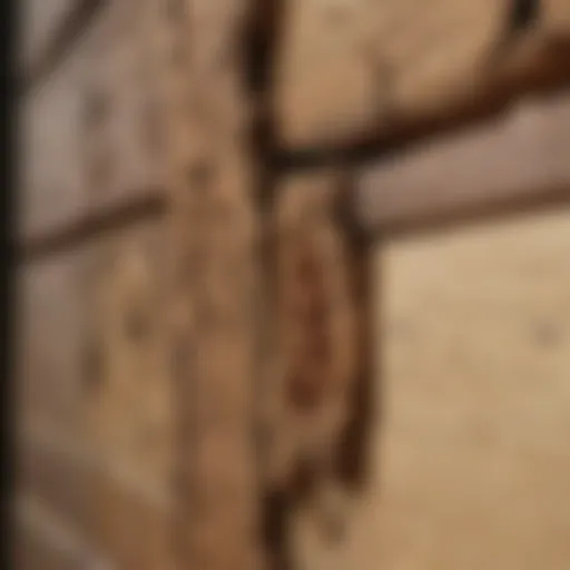 Close-up of termite damage on wooden furniture