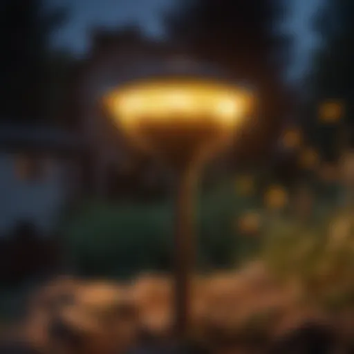 Glowing Bee Zapper in Twilight Illuminated Bee Zapper at Dusk