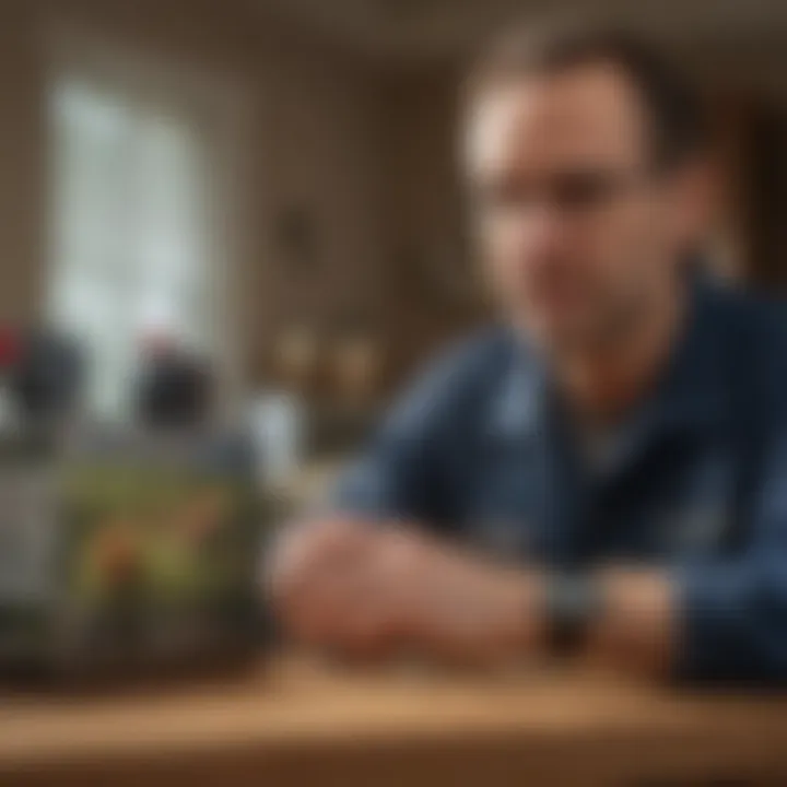 Consumer evaluating pest control service options