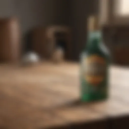 Natural indoor insecticide bottle on wooden table
