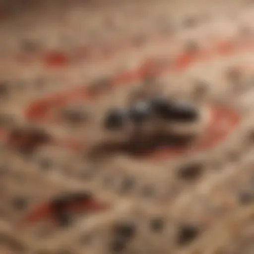 An illustration of ants crawling out from under a luxurious carpet