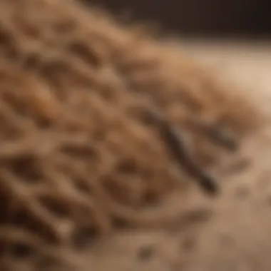 Ants' Fiber Exploration An artistic depiction of ants navigating through carpet fibers