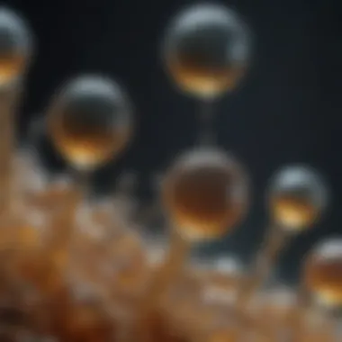 Microscopic Analysis of Peppermint Oil Microscopic view of peppermint oil droplets.