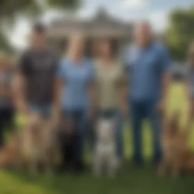 Illustration of diverse group of pet owners in Jeffersonville, Indiana