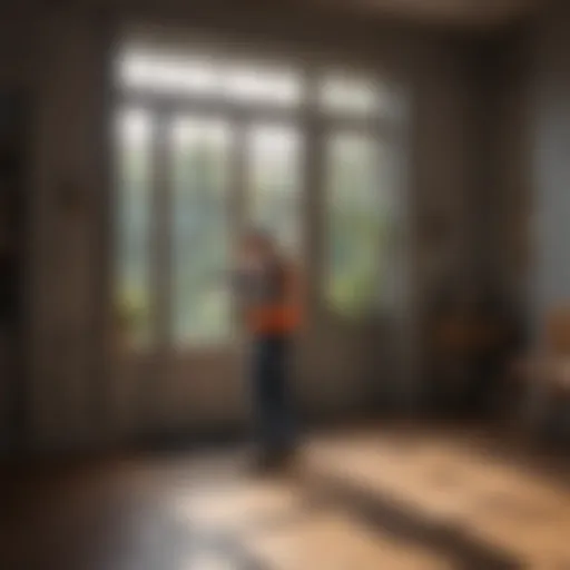 Exterminator inspecting property for pests