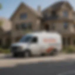 Magnified view of Kilter Termite and Pest Control van parked in front of a residential property