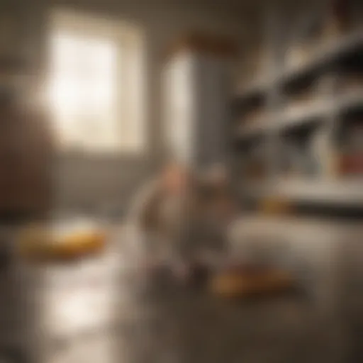 Large glue trap set up for mice in a pantry