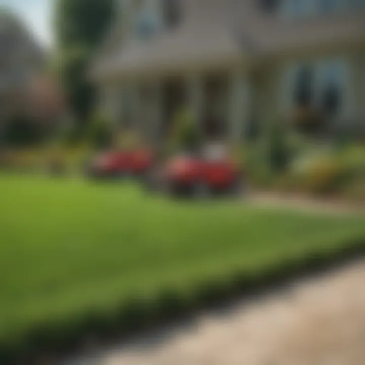 Before and after comparison of lawn transformation by TruGreen Plainfield