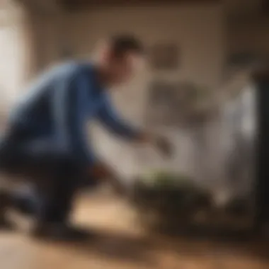 Pest Control Service in Action Pest control technician in action performing services