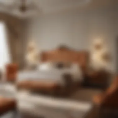 Opulent Retreat: Luxurious Hotel Bedroom Luxurious hotel bedroom with elegant bedding