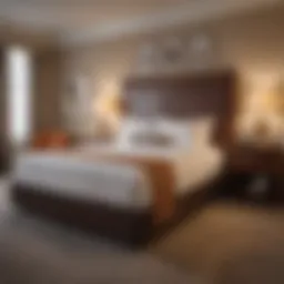 Luxurious hotel room bed with white linens