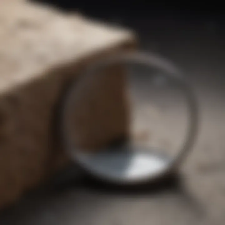 A magnifying glass focusing on a tiny crack as a potential pest entry point