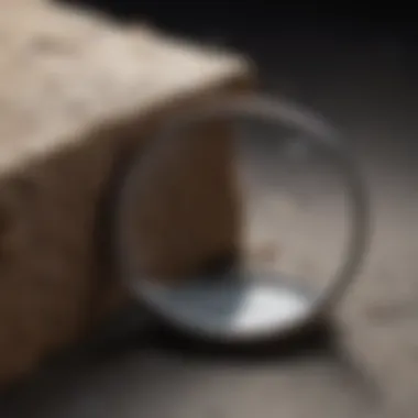 Entry Point Analysis A magnifying glass focusing on a tiny crack as a potential pest entry point