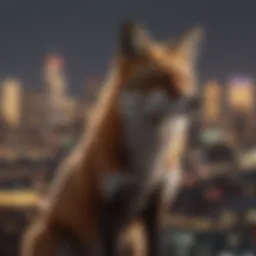 Majestic Fox Silhouetted Against Boston Skyline