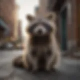 Majestic raccoon in urban setting