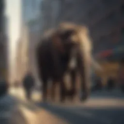 Giant Mammoth in Urban Environment