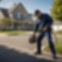 A technician applying pest control treatments in a residential area in Groveland