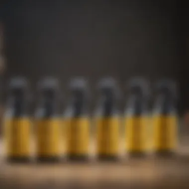 Pest Control Sprays A variety of pest control sprays lined up on a table.