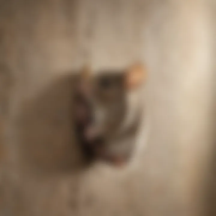 Close-up of a mouse's paws gripping a textured wall