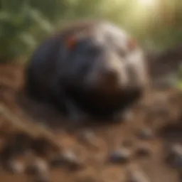 Mole digging underground