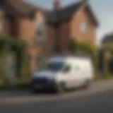 Illustration of Mooneyham Pest Control van parked outside a house