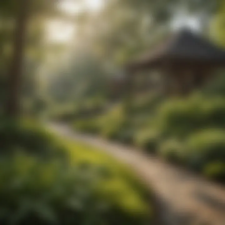 Serene Outdoor Space After Mosquito Treatment A lush green yard treated with mosquito spray, showcasing a serene outdoor space