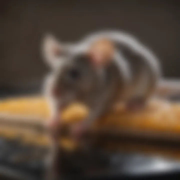 Close-up of a mouse caught on a large glue trap