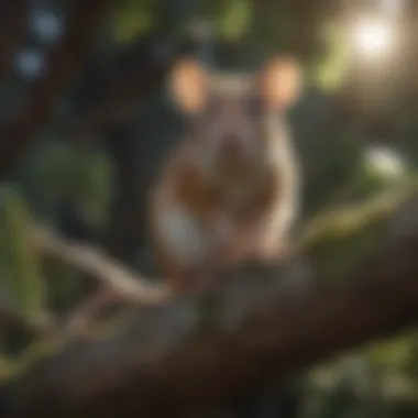 Mouse perched atop a tree branch, showcasing survival strategies